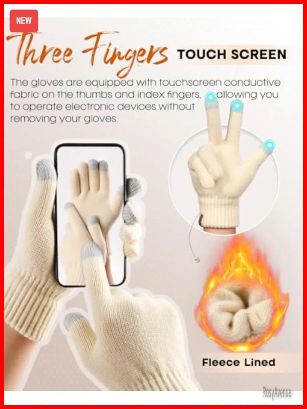 Winter Beanie Hat, Scarf and Gloves Set, Soft Fleece Lined, Touchscreen Gloves,